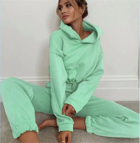 Women Solidcolour Casual Sports 2 Pieces Set Sweatshirt - ROUTINE FASHION